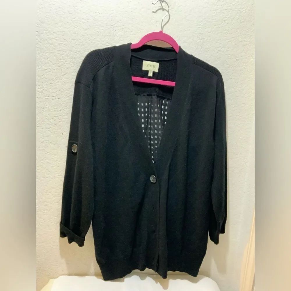KOCH Black Window Pane oversized Top Size XS wool & cashmere